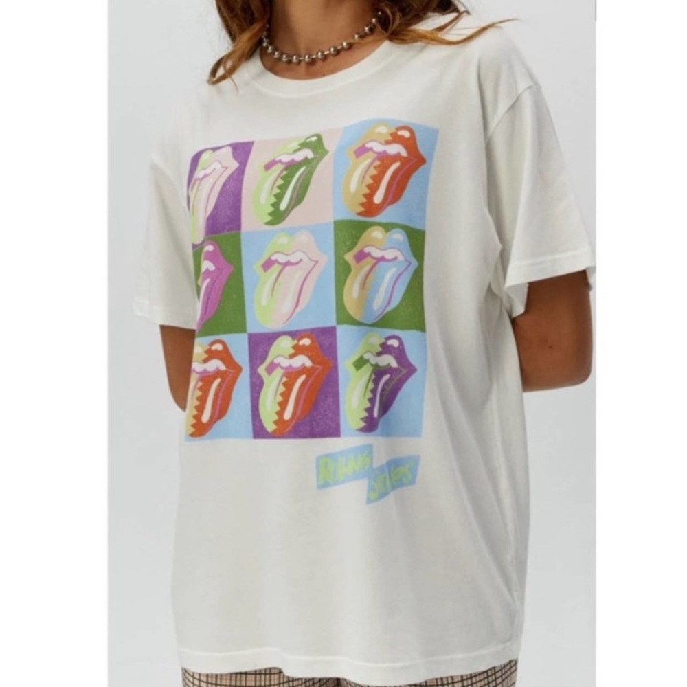 Free People Daydreamer Rolling Stones 9 Licks Boyfriend Tee - Size L